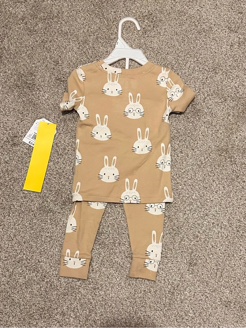 Little Co. Kids Tan Bunny Pajama Set